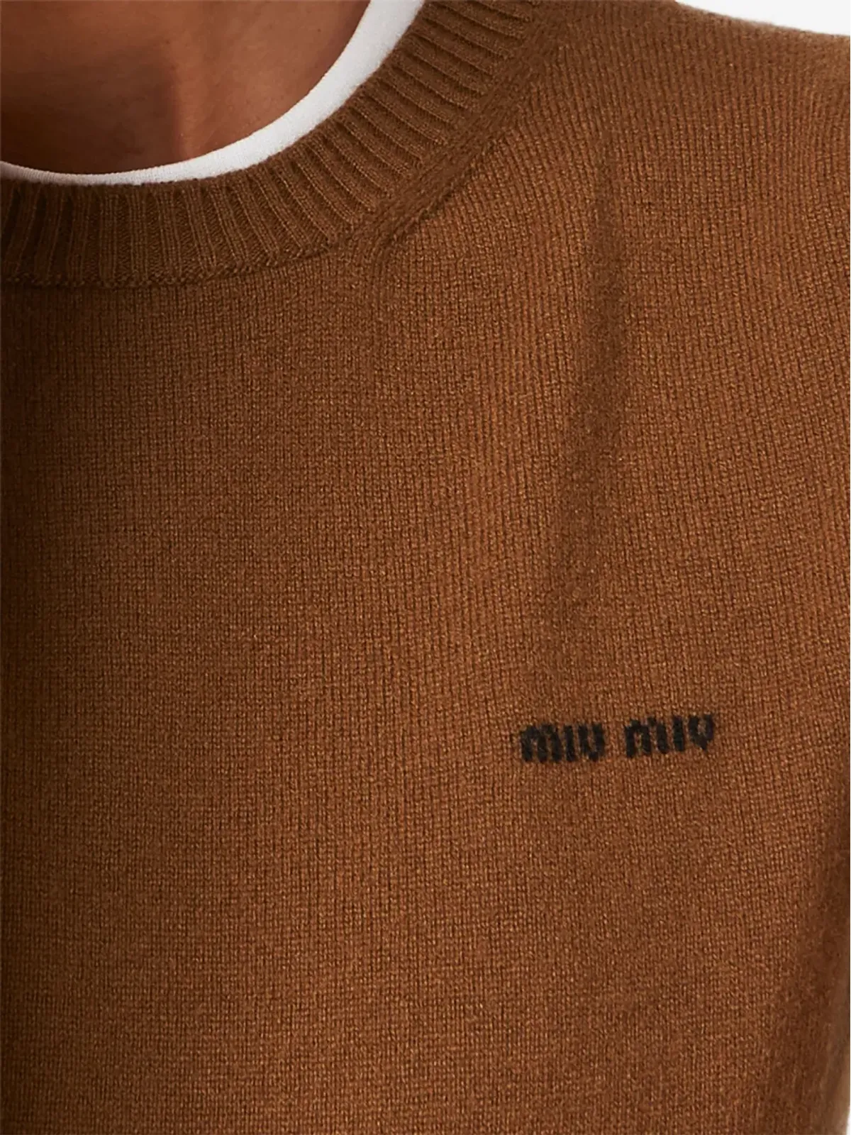 Miu Miu ロゴ編み込みカシミヤトップ - 画像3