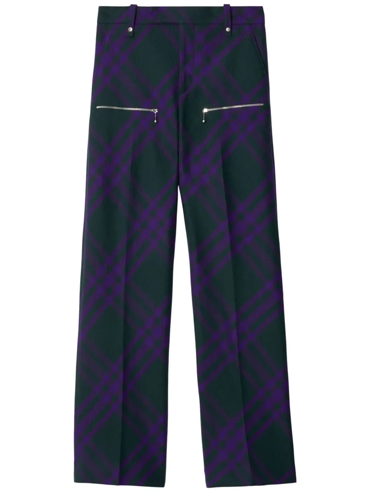 Burberry チェック柄ウールパンツ - パープル - 画像1