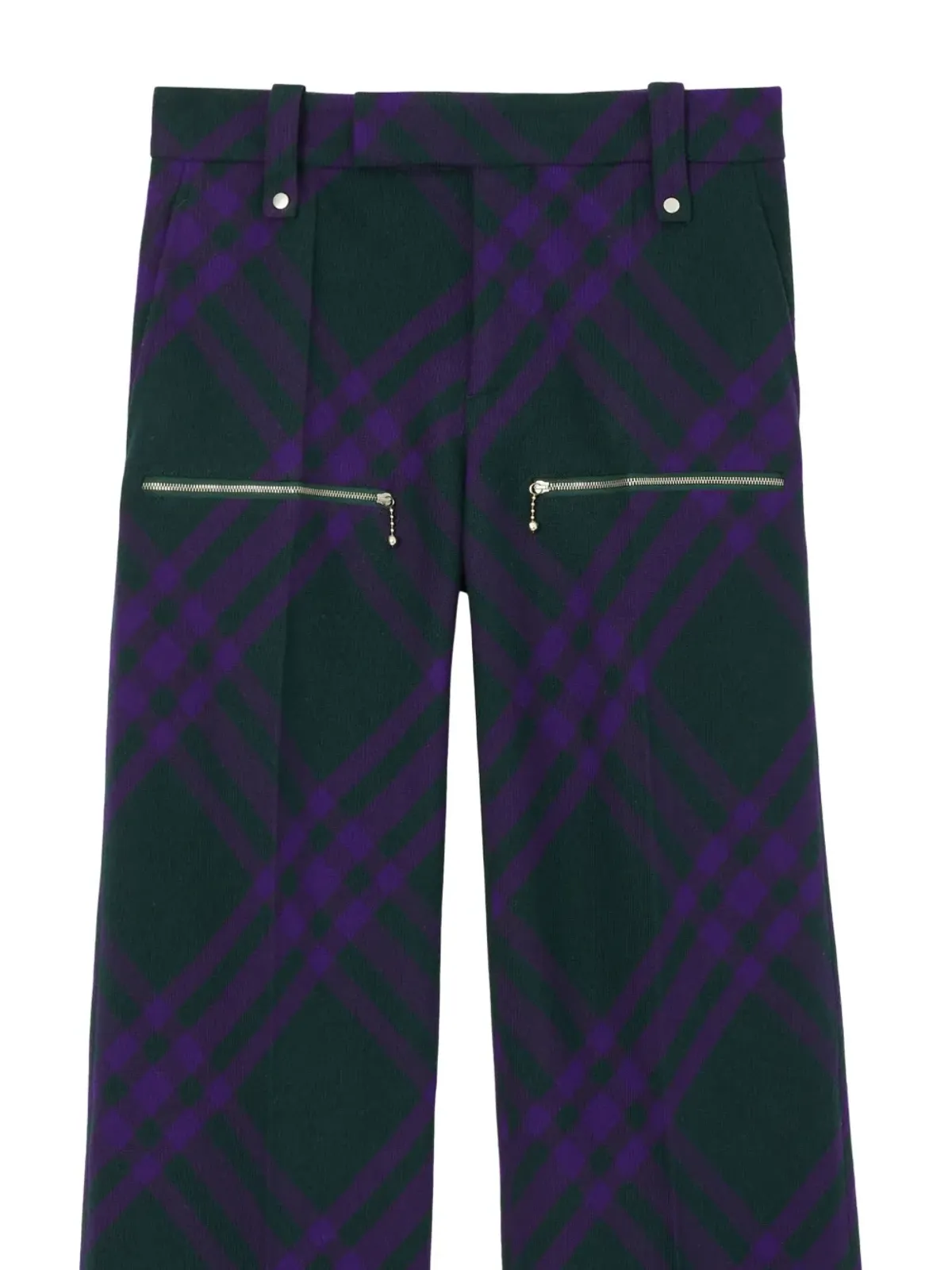 Burberry チェック柄ウールパンツ - パープル - 画像5