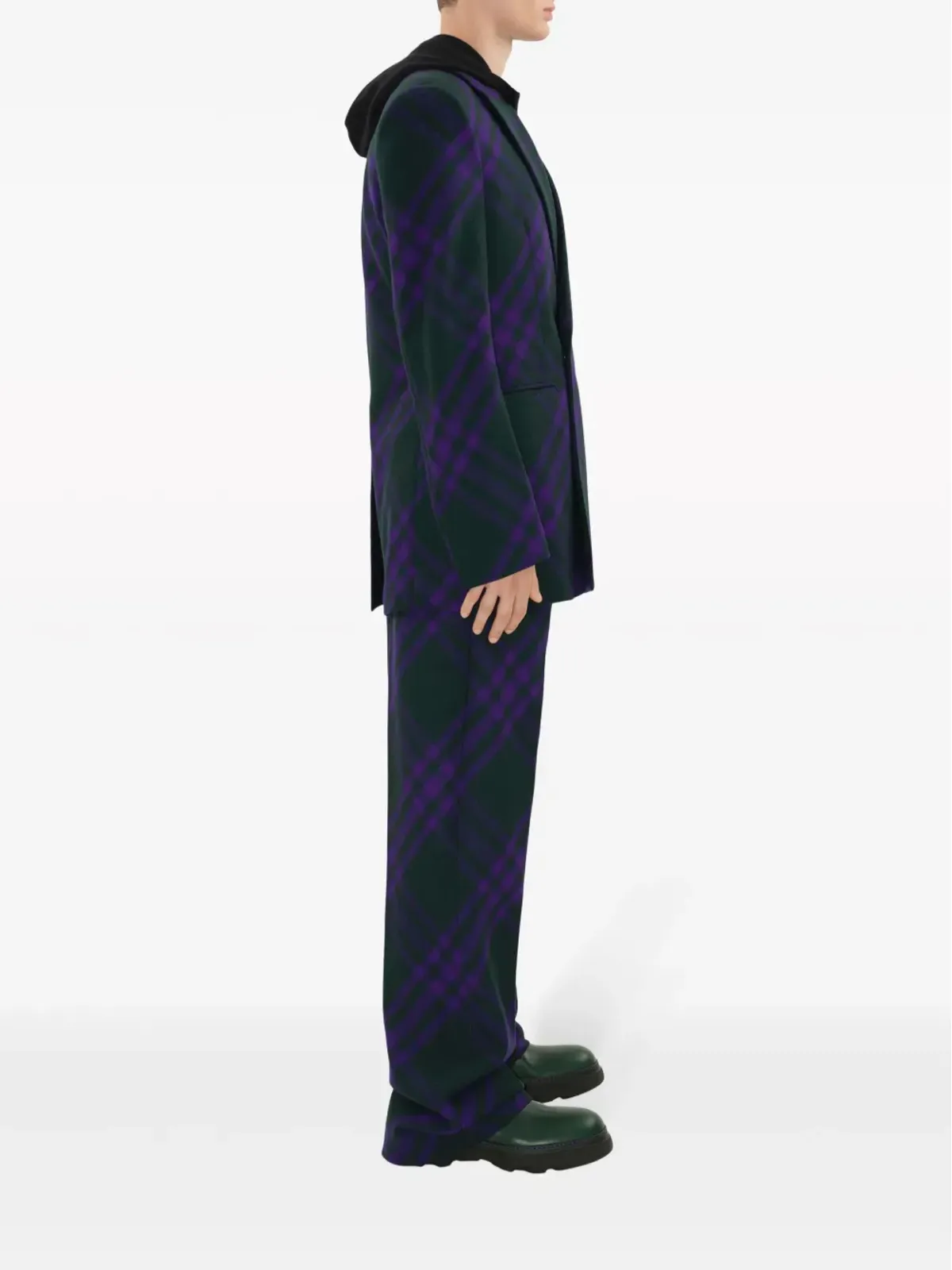 Burberry チェック柄ウールパンツ - パープル - 画像3