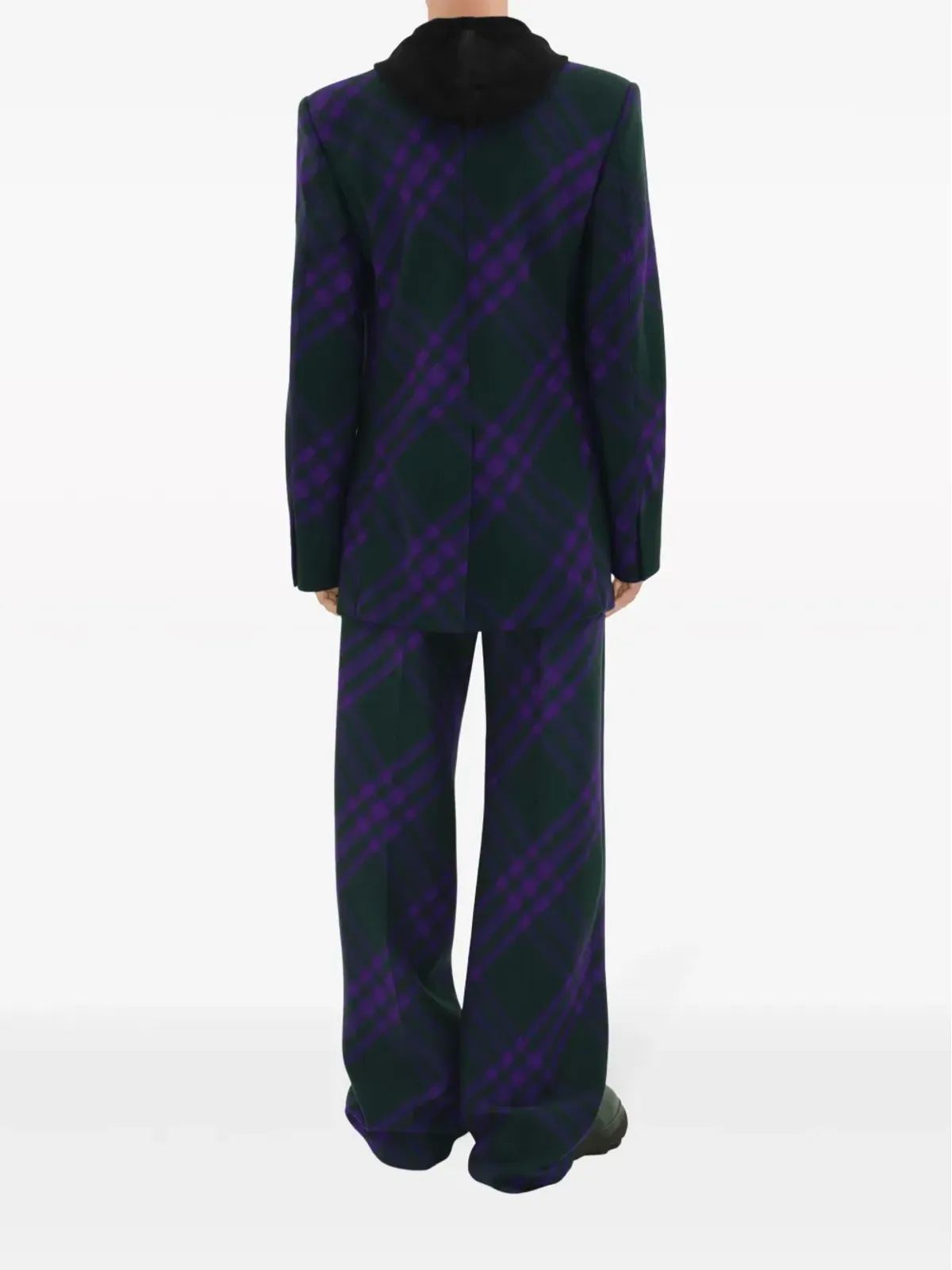 Burberry チェック柄ウールパンツ - パープル - 画像4