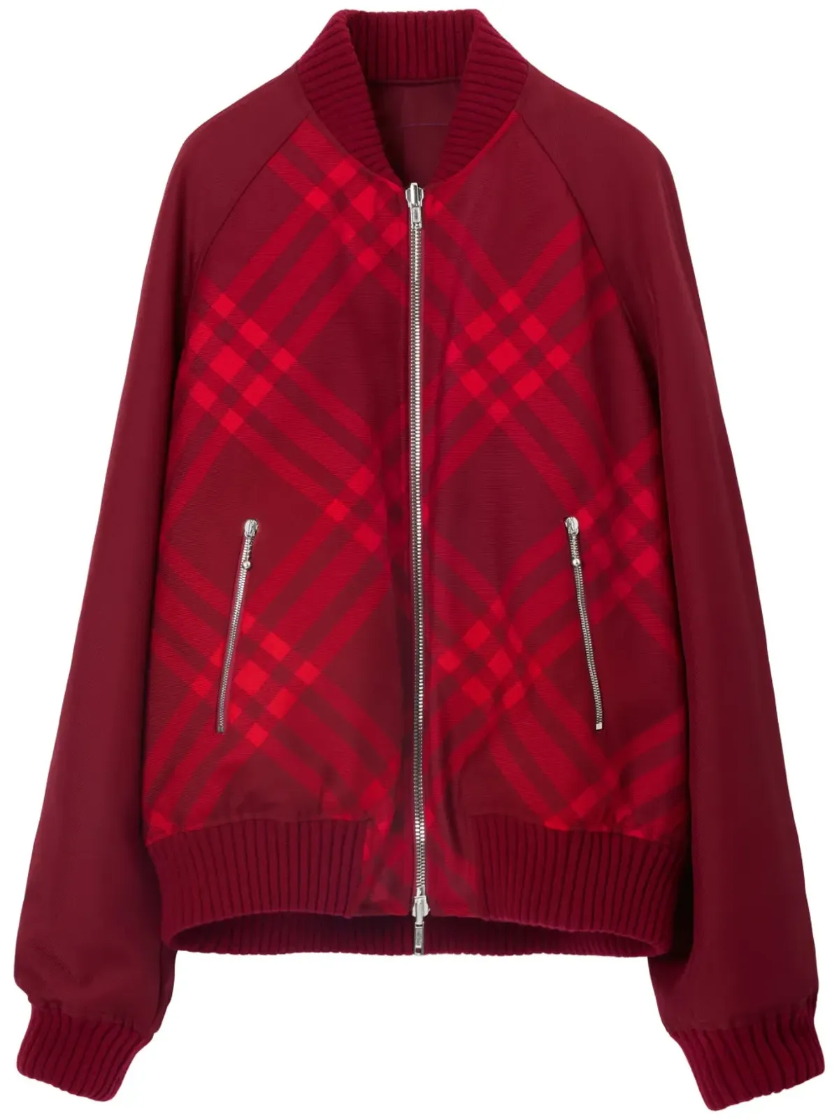Burberry リバーシブル チェック柄ボンバージャケット 赤 - 画像1