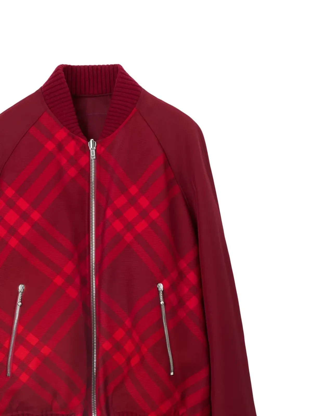 Burberry リバーシブル チェック柄ボンバージャケット 赤 - 画像5