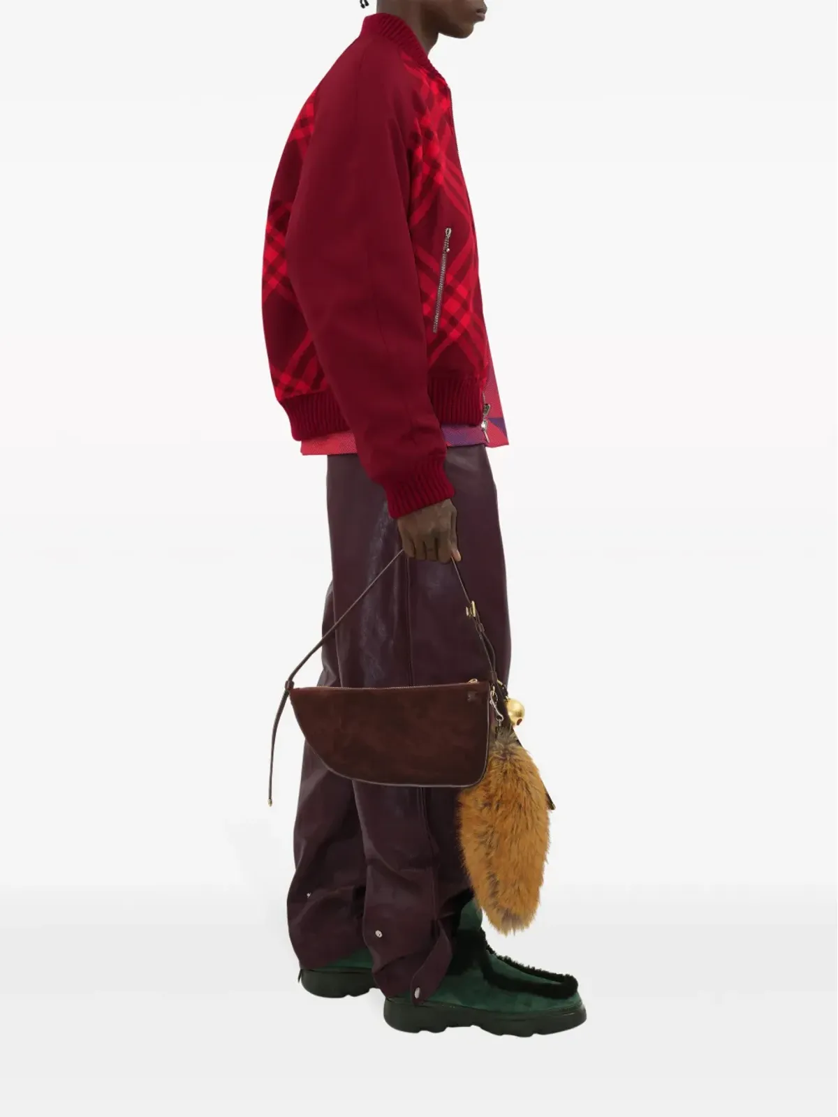 Burberry リバーシブル チェック柄ボンバージャケット 赤 - 画像3