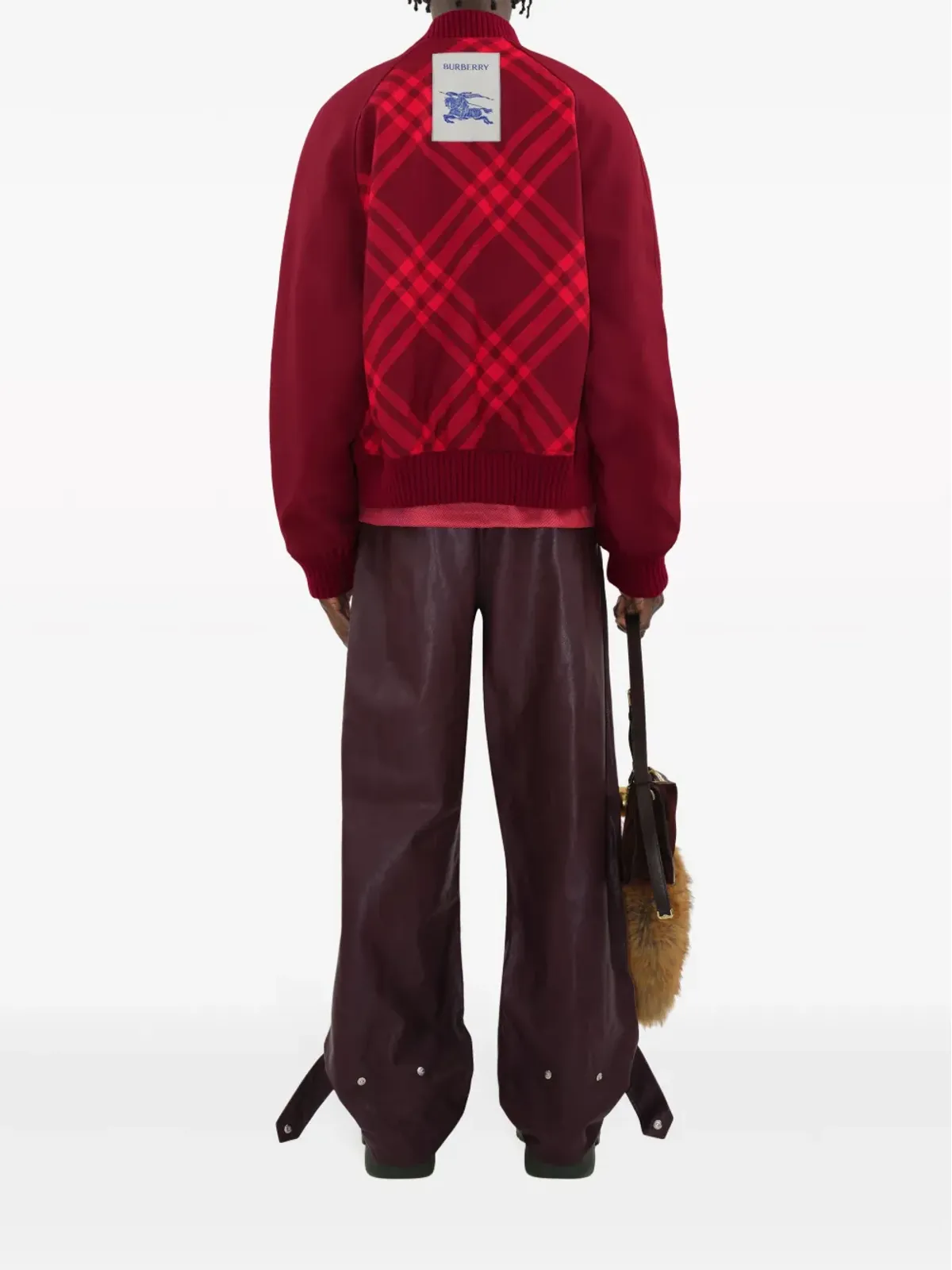 Burberry リバーシブル チェック柄ボンバージャケット 赤 - 画像4
