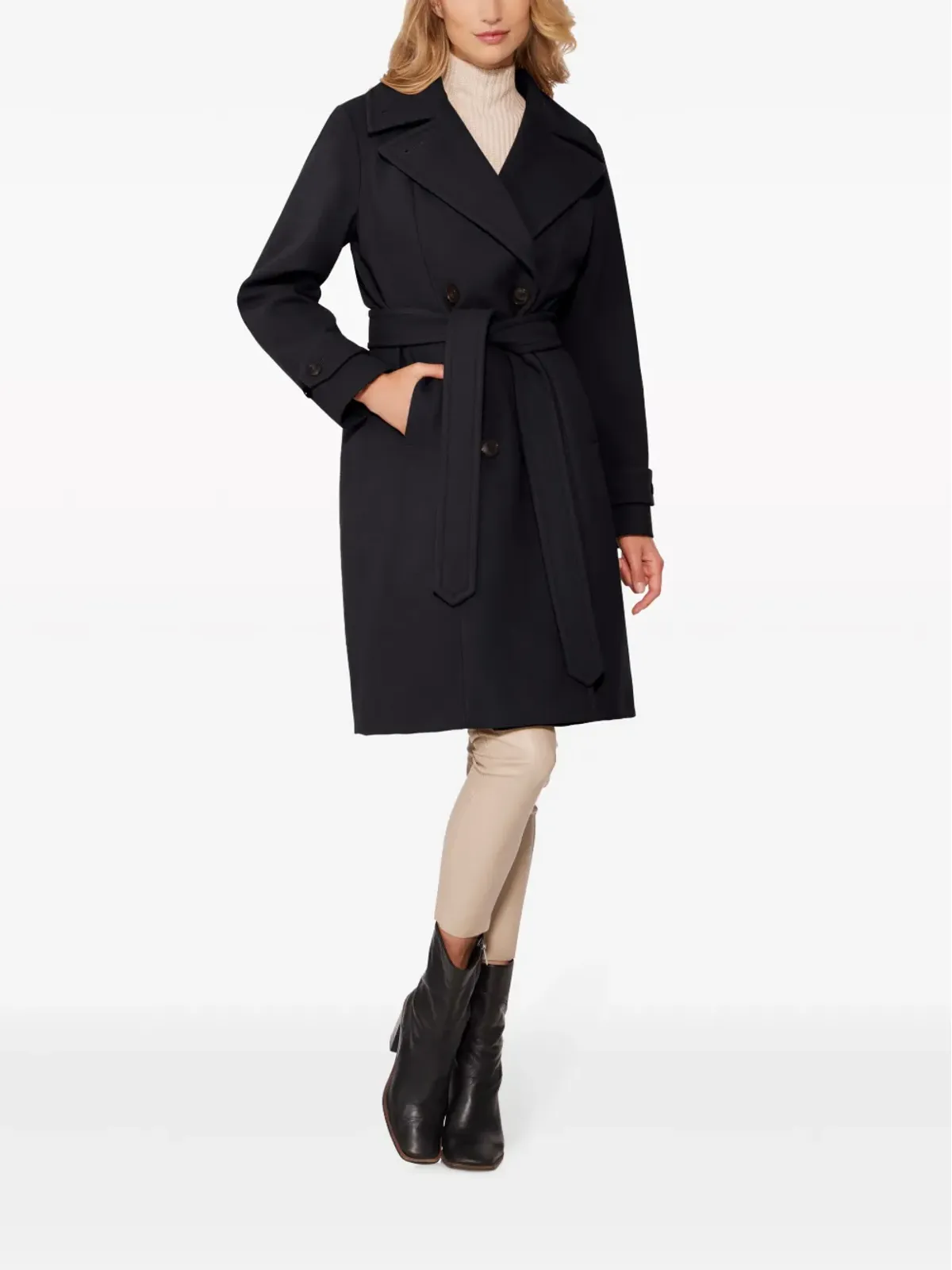 Norwegian Wool ノルウェージャンウール ダブルブレスト ウールブレンド コート - ブラック - 画像2