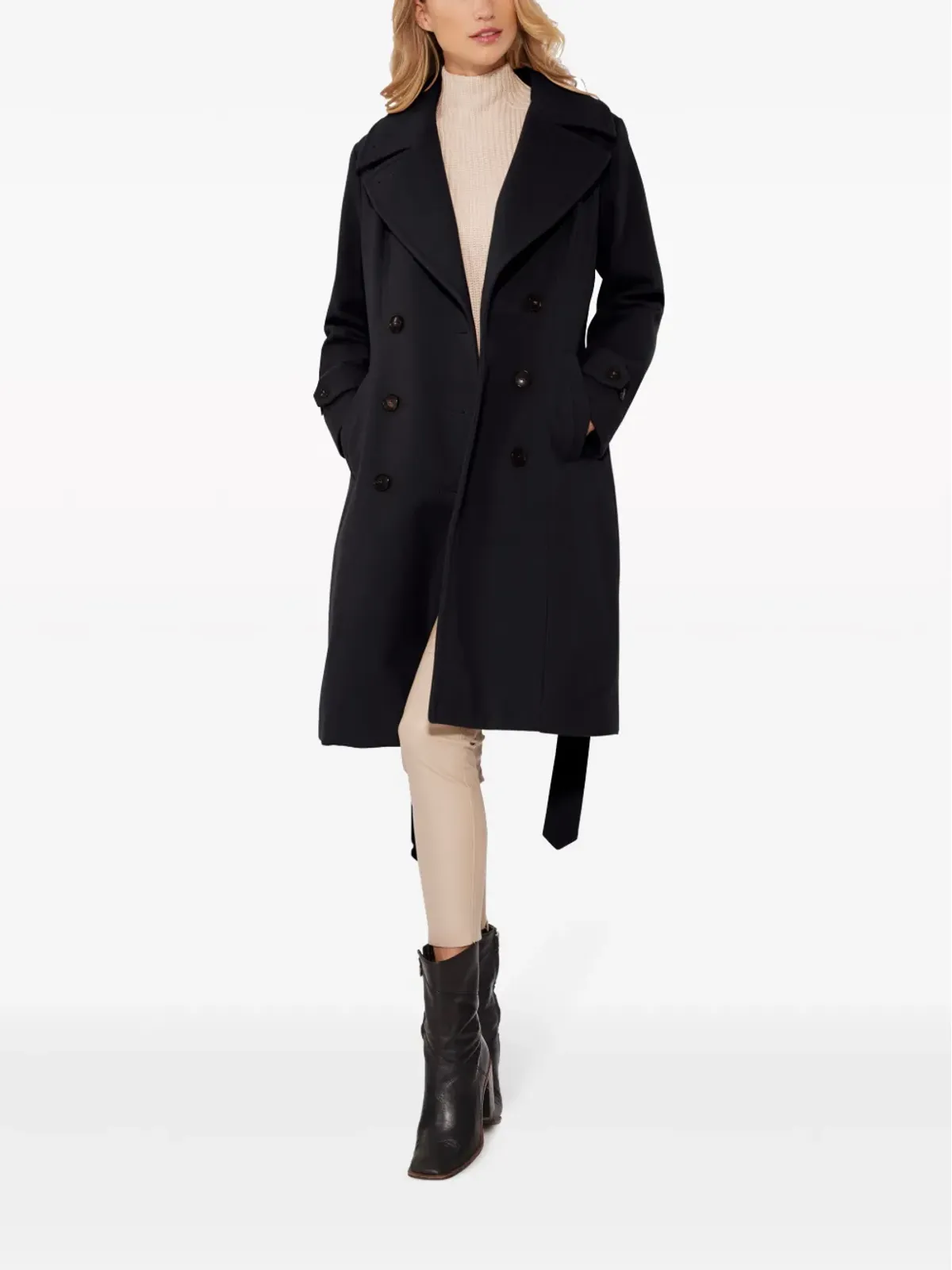 Norwegian Wool ノルウェージャンウール ダブルブレスト ウールブレンド コート - ブラック - 画像3