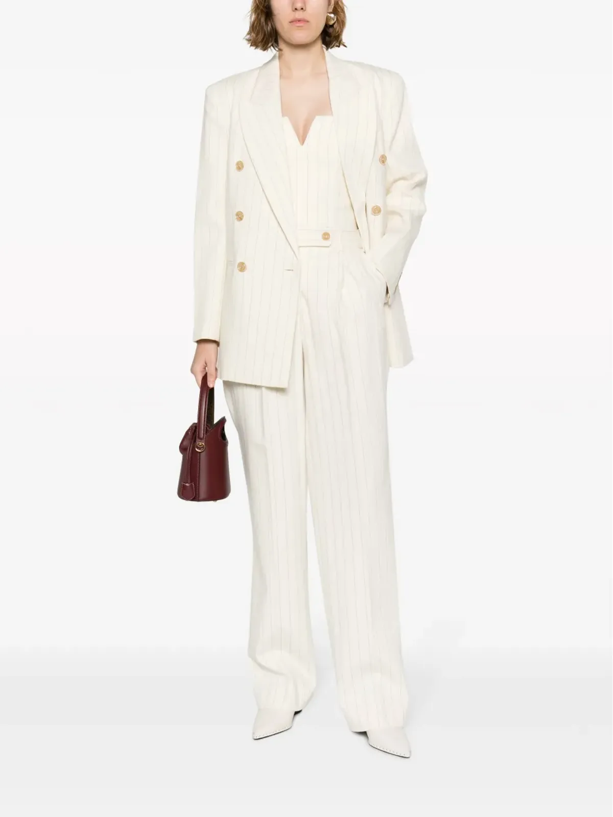 ZIMMERMANN クロップド ピンストライプ コルセット風トップ - 画像2