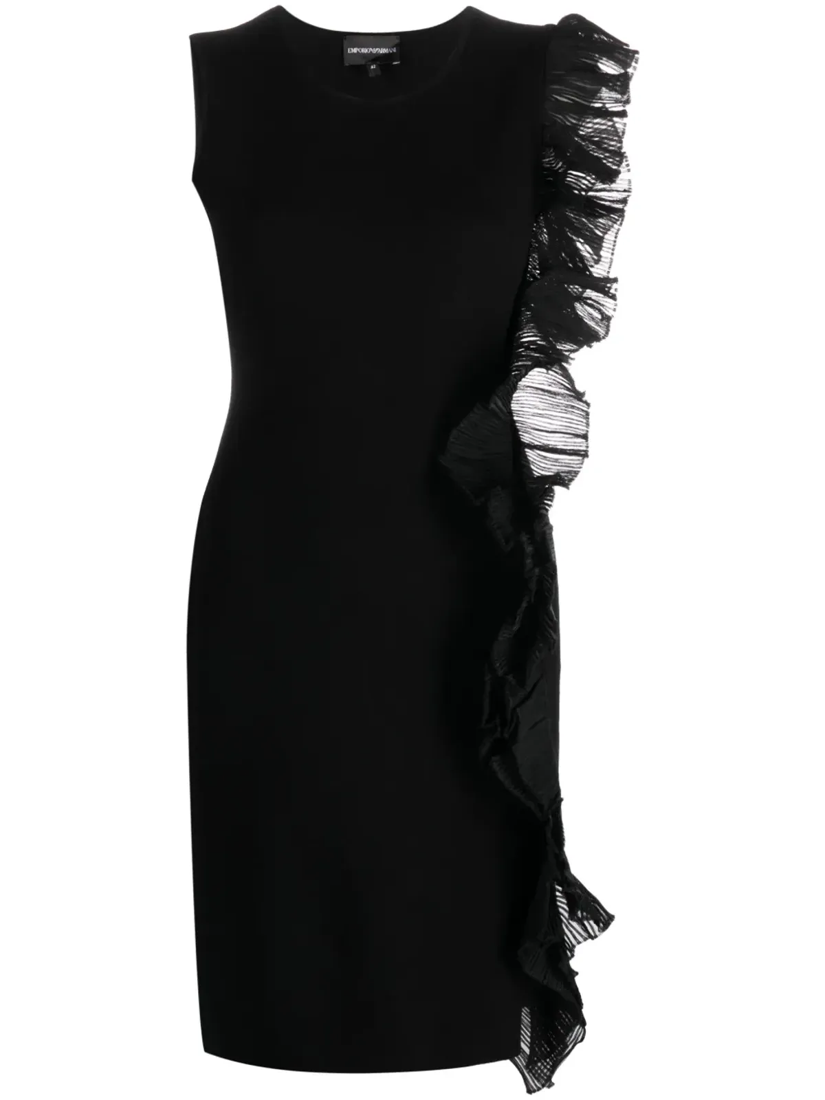 Emporio Armani フリルディテール アシンメトリック ミニドレス ブラック - 画像1