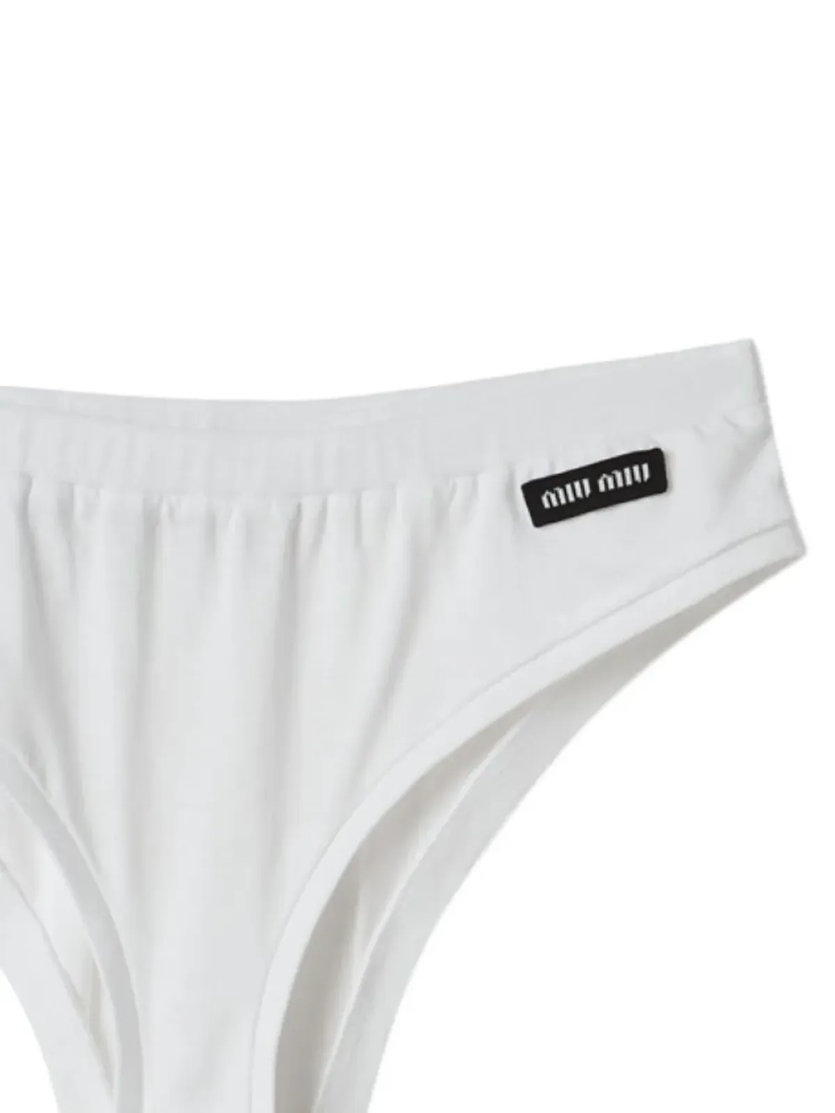 Miu Miu ロゴパッチ コットン ブリーフ - White - 画像2