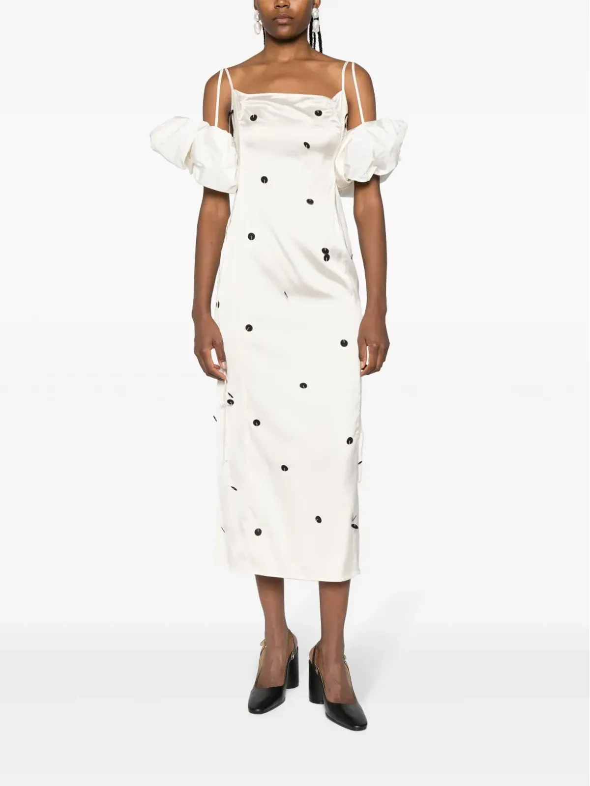 Jacquemus シュシュ ポルカドット ミディドレス - ホワイト - 画像2