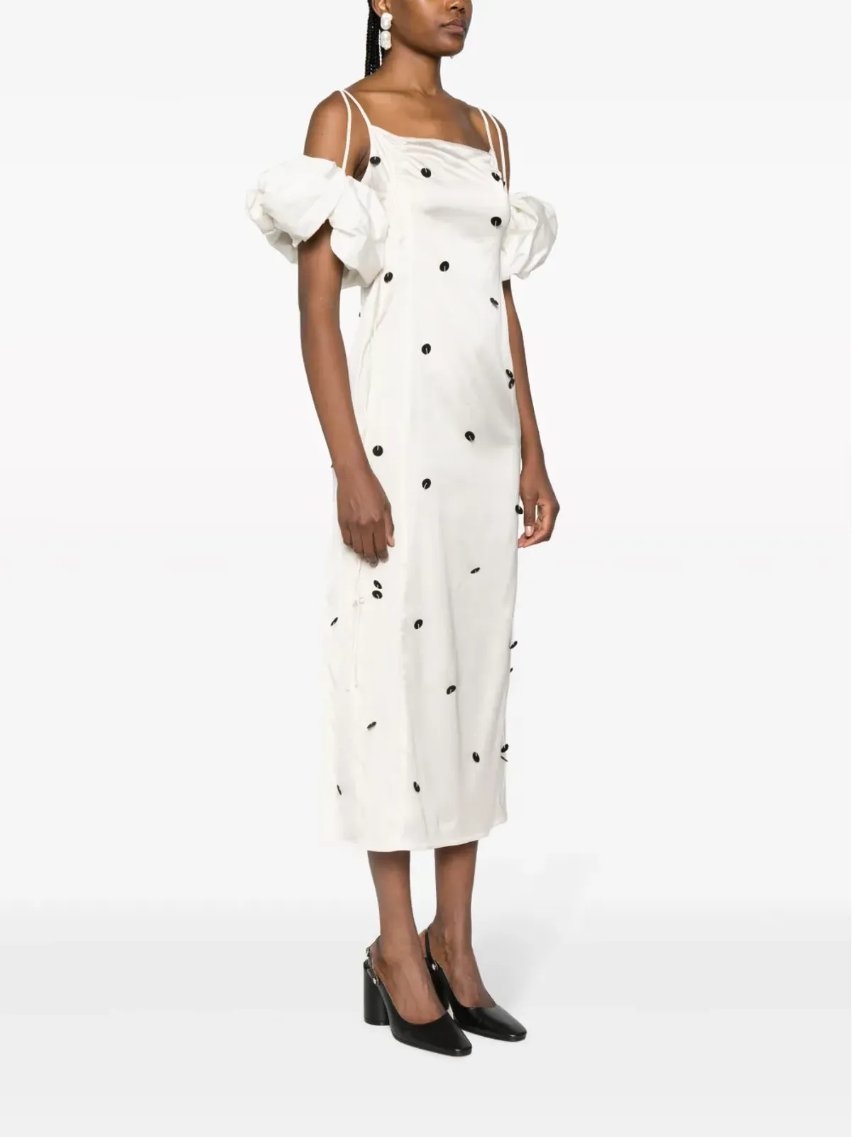 Jacquemus シュシュ ポルカドット ミディドレス - ホワイト - 画像3