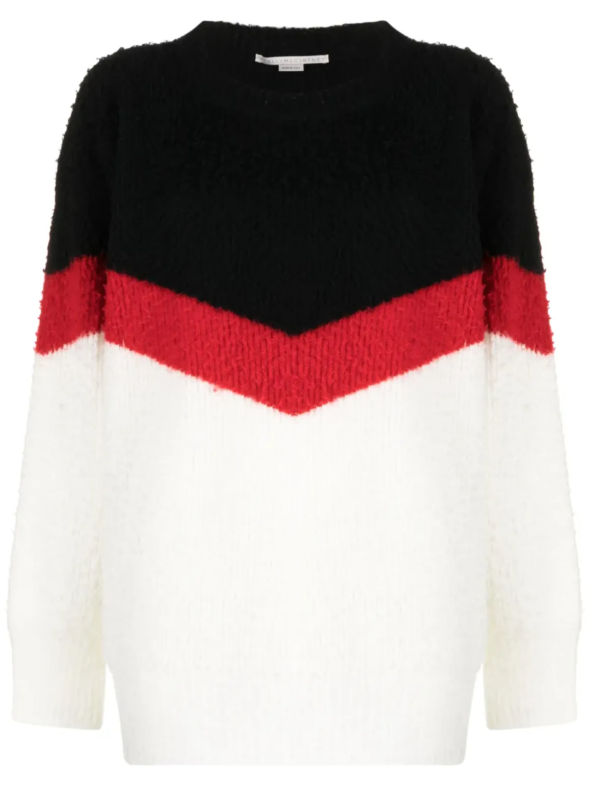 Stella McCartney V字ストライプ柄のボリュームニットセーター ホワイト - 画像1