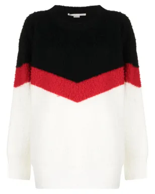 Stella McCartney V字ストライプ柄のボリュームニットセーター ホワイト - サムネイル1