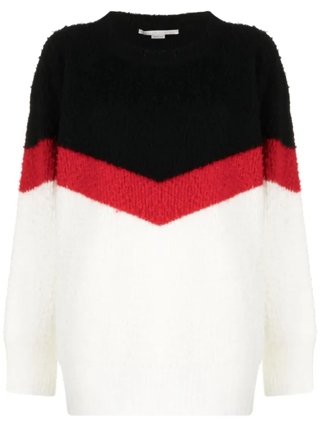 Stella McCartney Stella McCartney V字ストライプ柄のボリュームニットセーター ホワイトの商品画像