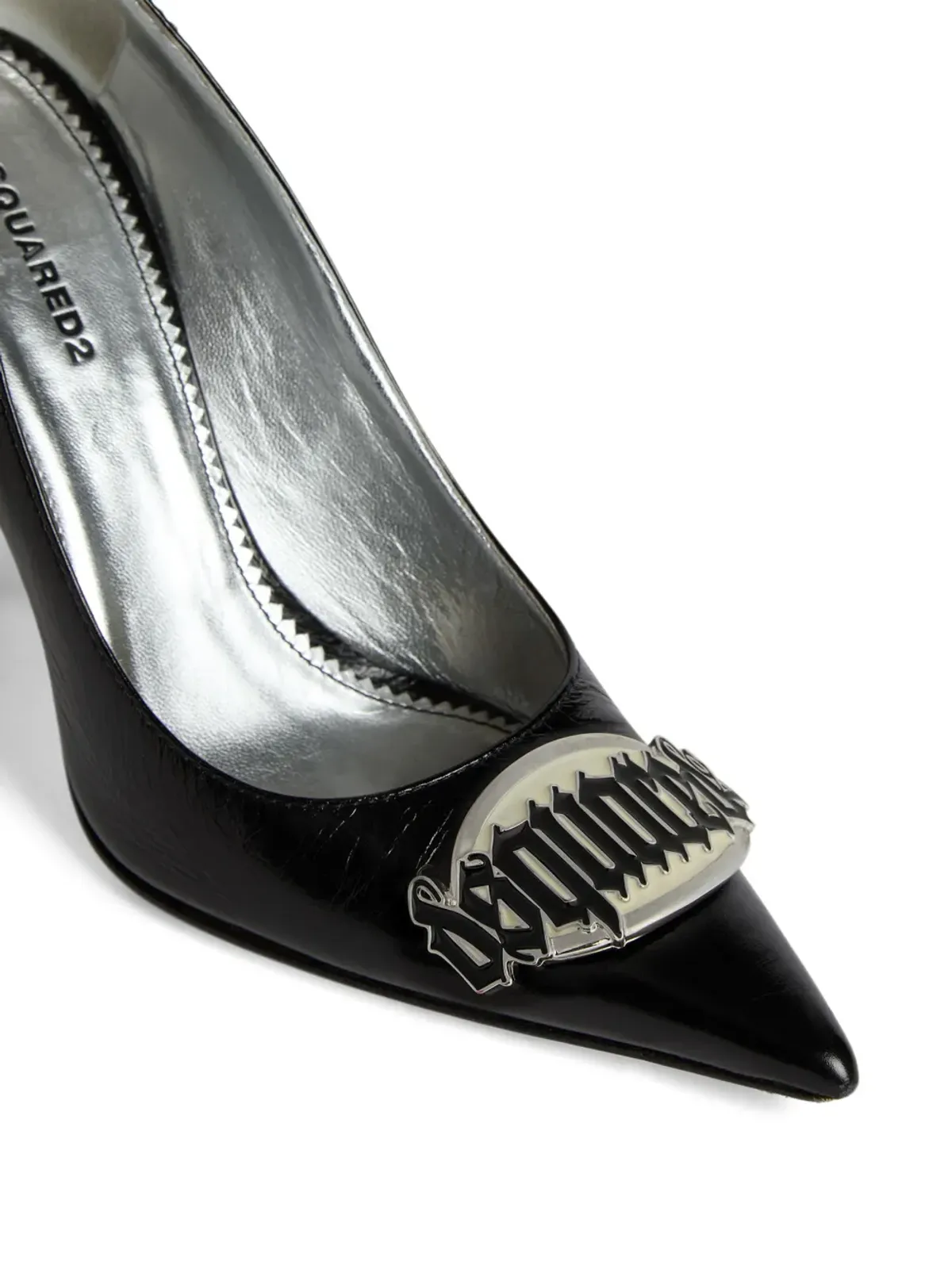 DSQUARED2 100mm ロゴプレート付き レザーパンプス ブラック - 画像4
