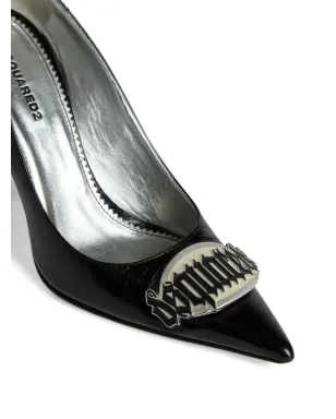 DSQUARED2 100mm ロゴプレート付き レザーパンプス ブラック - サムネイル4