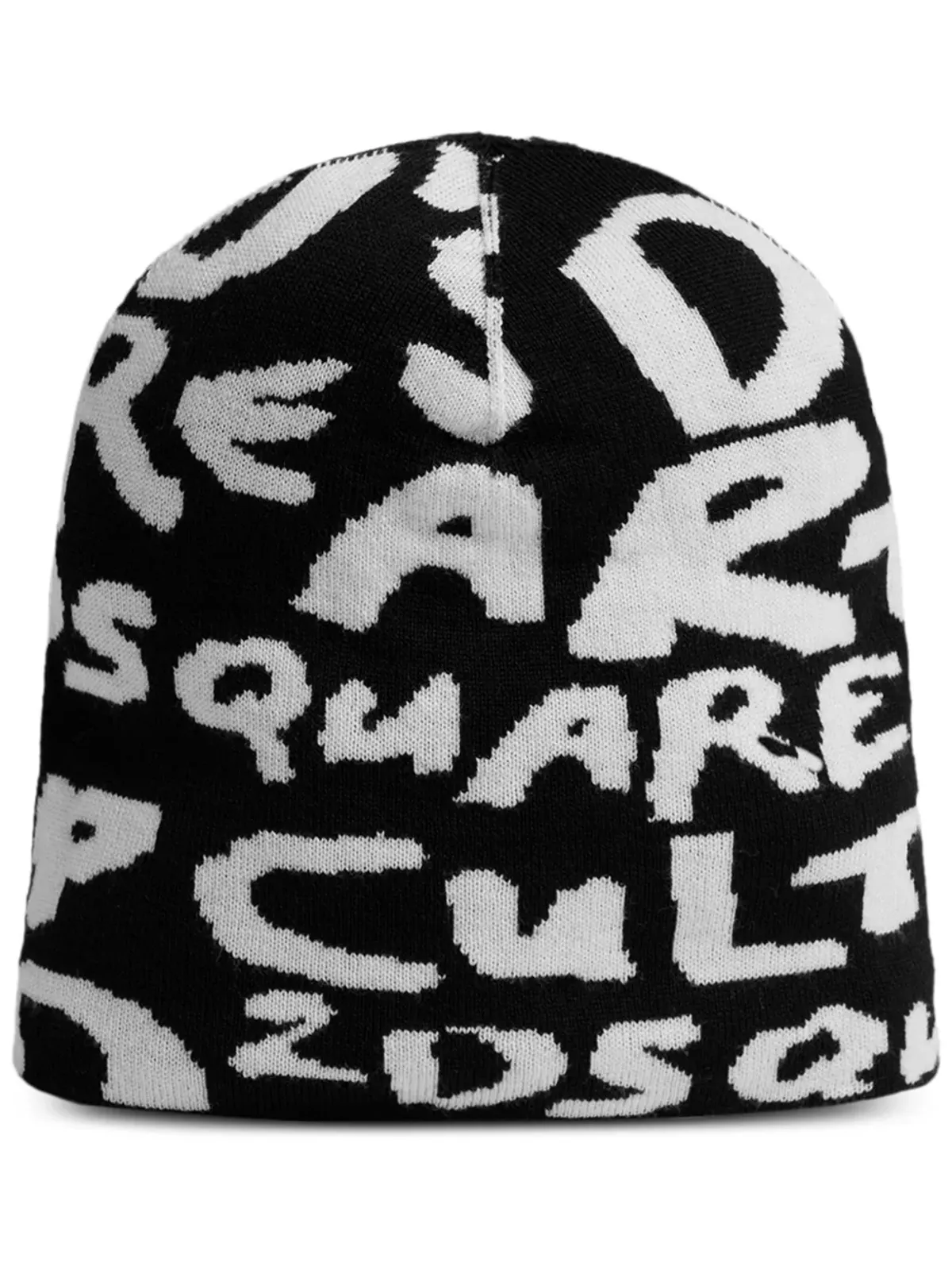 DSQUARED2 ロゴ入りインターシャ編みウールビーニー - 画像1