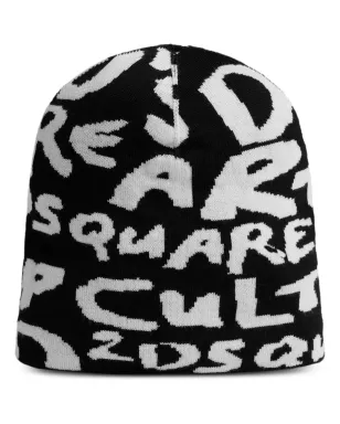 DSQUARED2 ロゴ入りインターシャ編みウールビーニー - サムネイル1