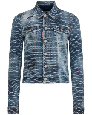 DSQUARED2 クリスタル装飾デニムジャケット ブルー - サムネイル1