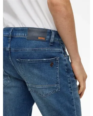 BOSS ロゴパッチ コットンブレンド ストレートジーンズ ブルー - サムネイル5