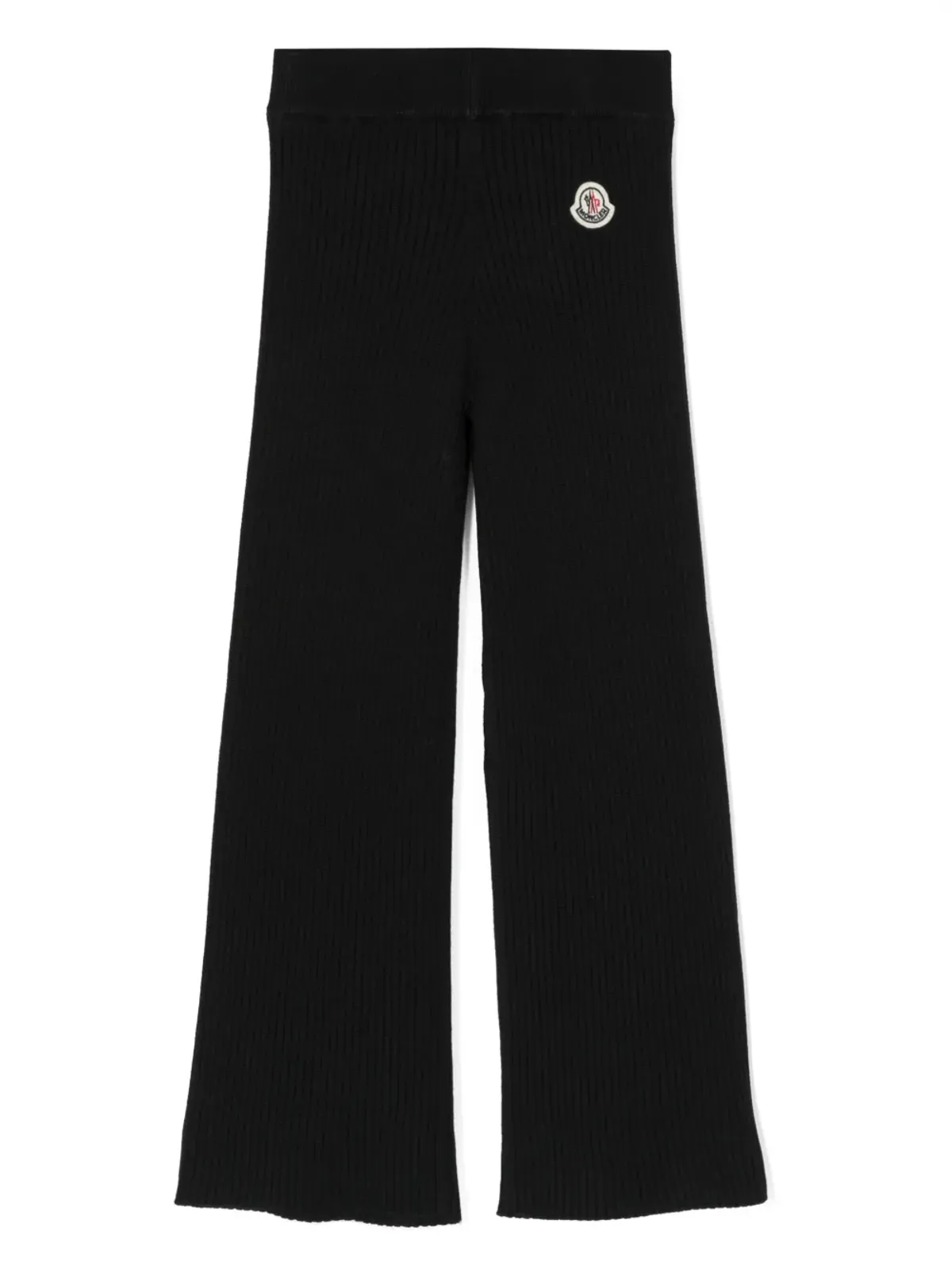 Moncler Enfant ロゴパッチ付きリブ編みパンツ - 画像1
