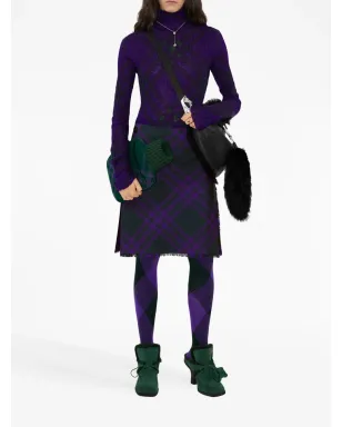 Burberry チェック柄リブニットジャンパー - パープル - サムネイル2