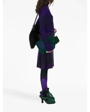 Burberry チェック柄リブニットジャンパー - パープル - サムネイル3