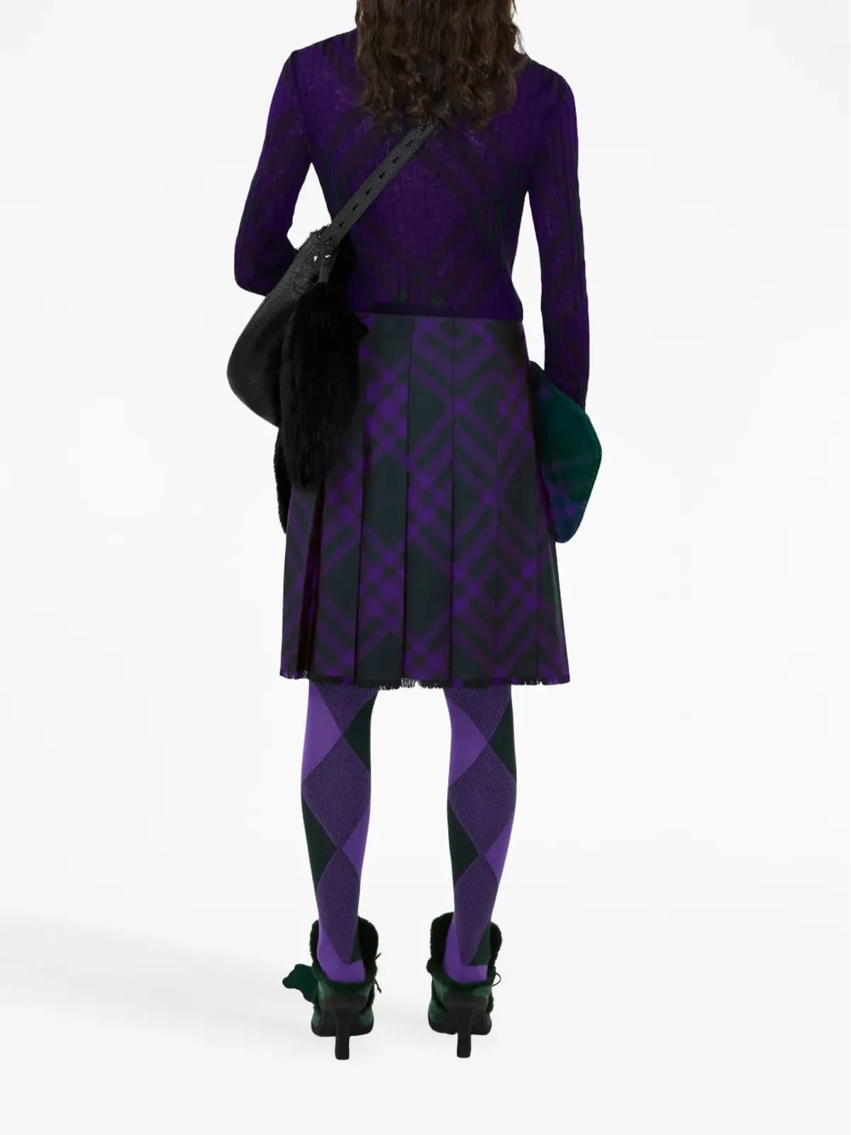 Burberry チェック柄リブニットジャンパー - パープル - 画像4