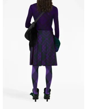 Burberry チェック柄リブニットジャンパー - パープル - サムネイル4