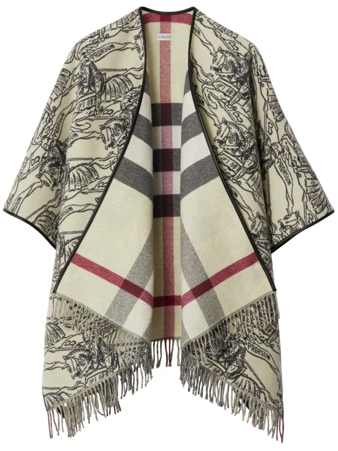 Burberry Burberry エクエストリアンナイト フリンジ ウール ポンチョの商品画像