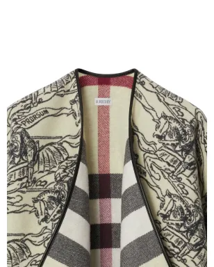 Burberry エクエストリアンナイト フリンジ ウール ポンチョ - サムネイル2