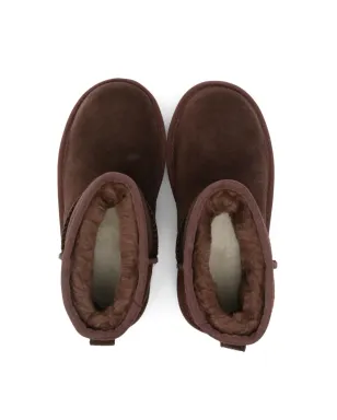 UGG Kids クラシックミニII ロゴパッチ スエード ブーツ - ブラウン - サムネイル3