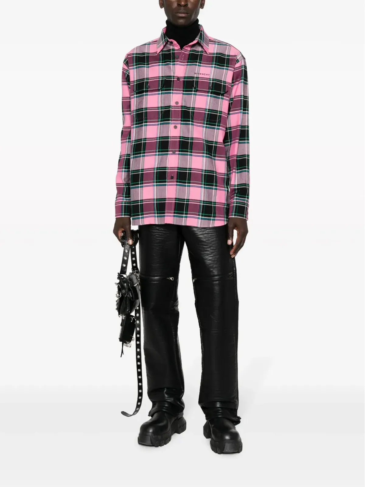Givenchy ピンクの格子チェック柄シャツ - 画像2