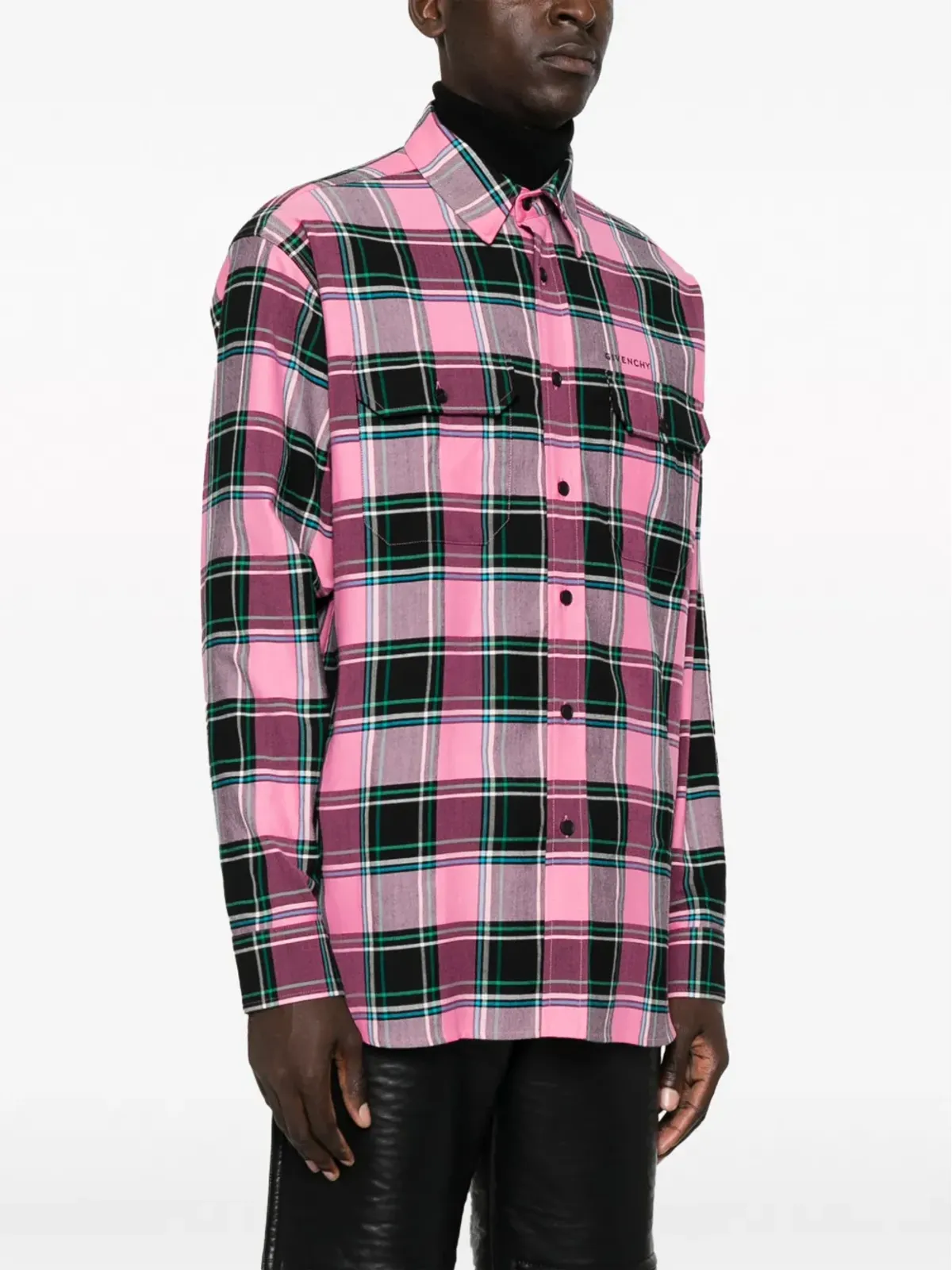 Givenchy ピンクの格子チェック柄シャツ - 画像3
