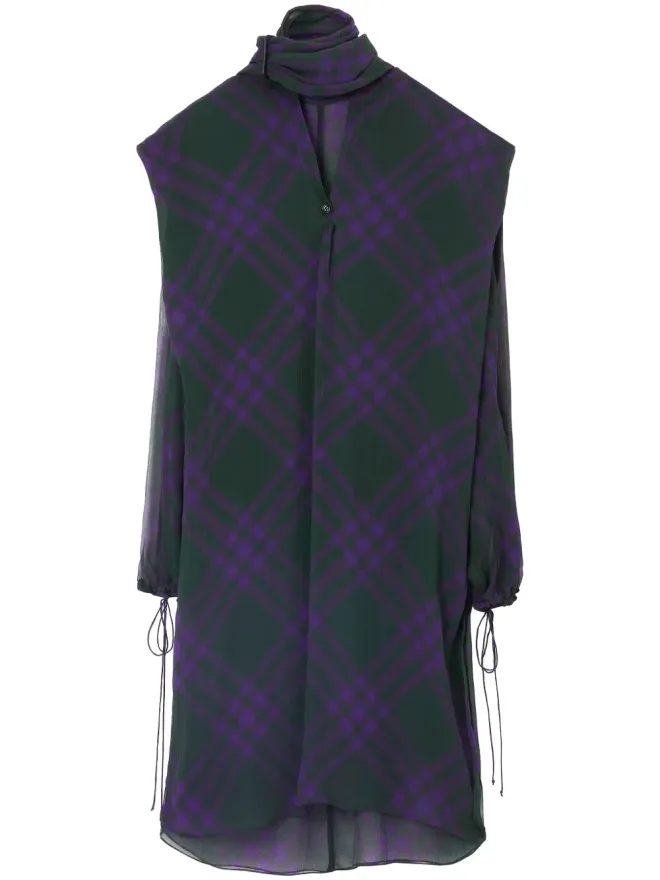Burberry Burberry check-pattern silk blouse - Purpleの商品画像