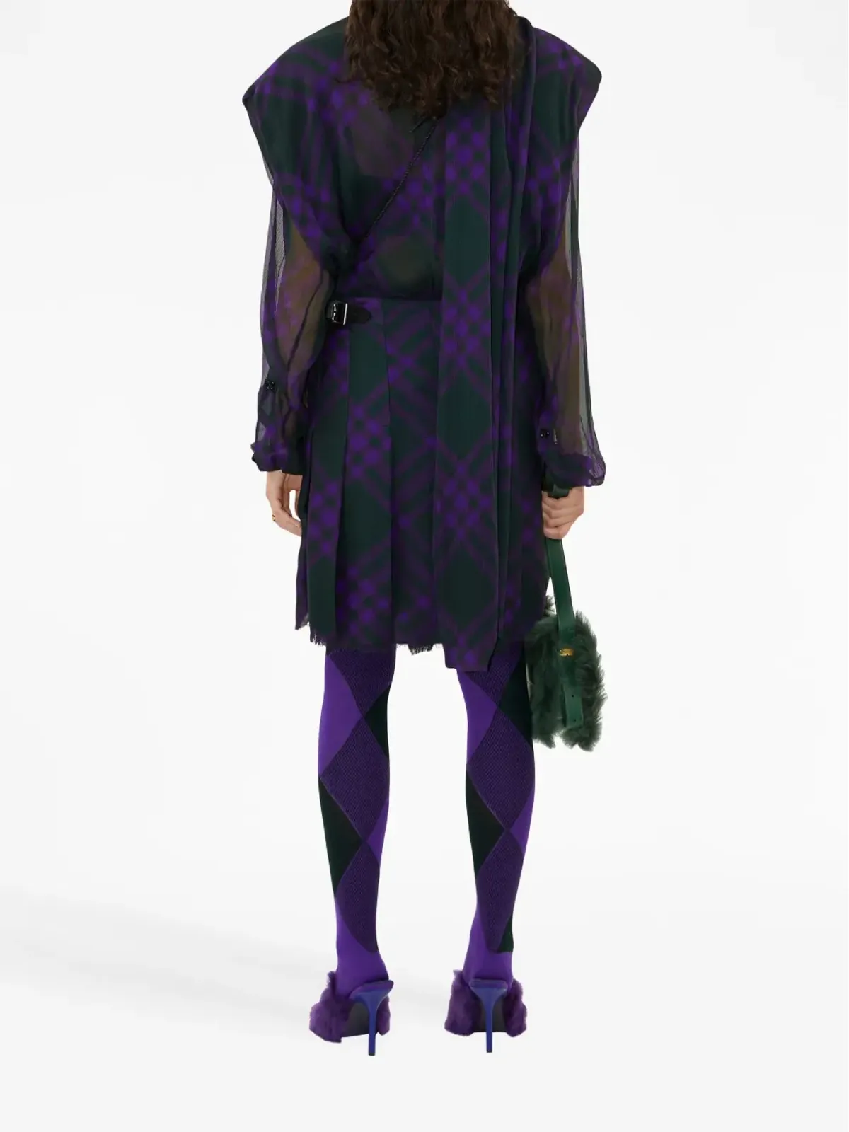 Burberry check-pattern silk blouse - Purple - 画像4