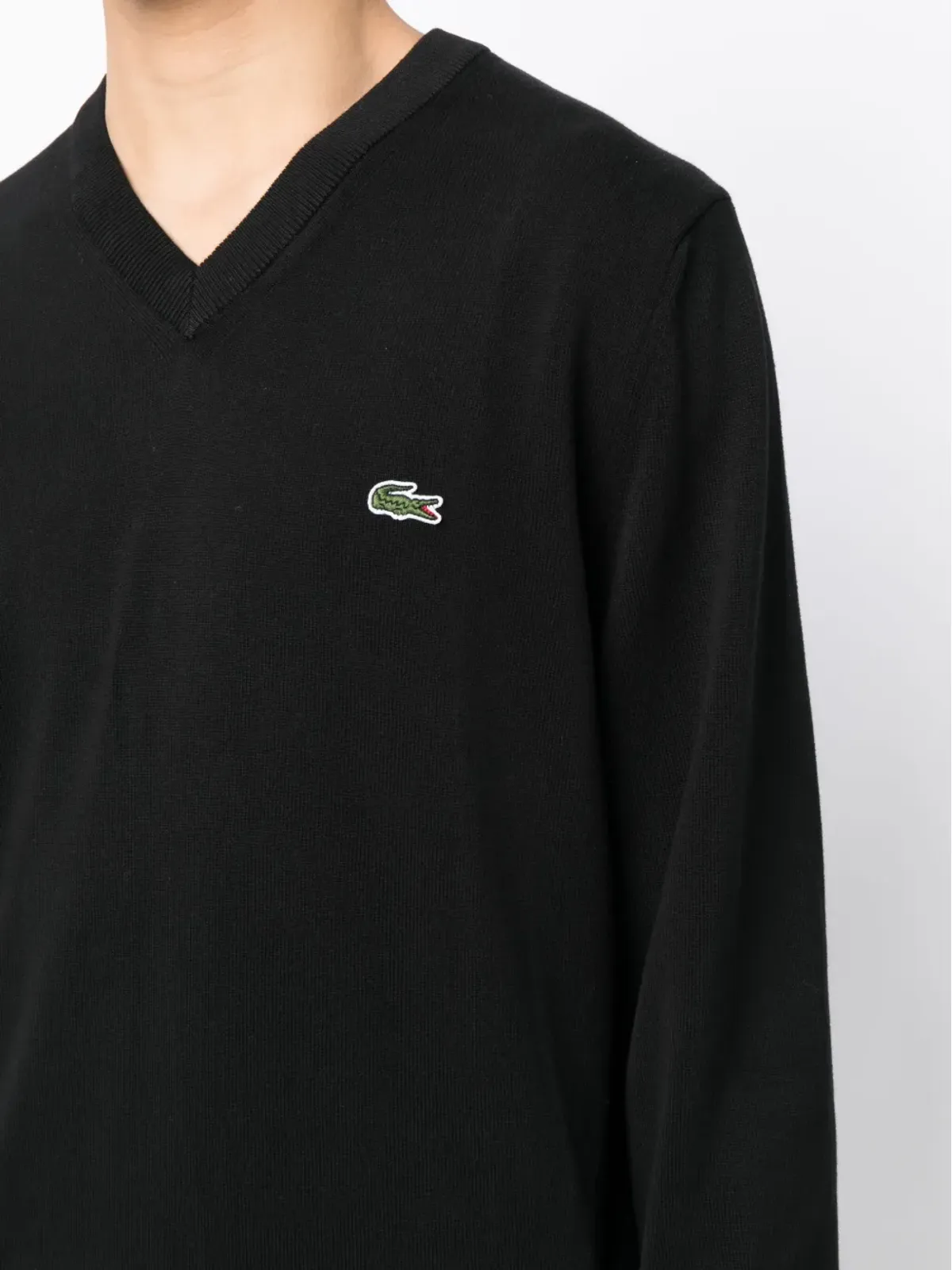 Lacoste ロゴ刺繍入りファインリブ編みニットセーター - 画像5