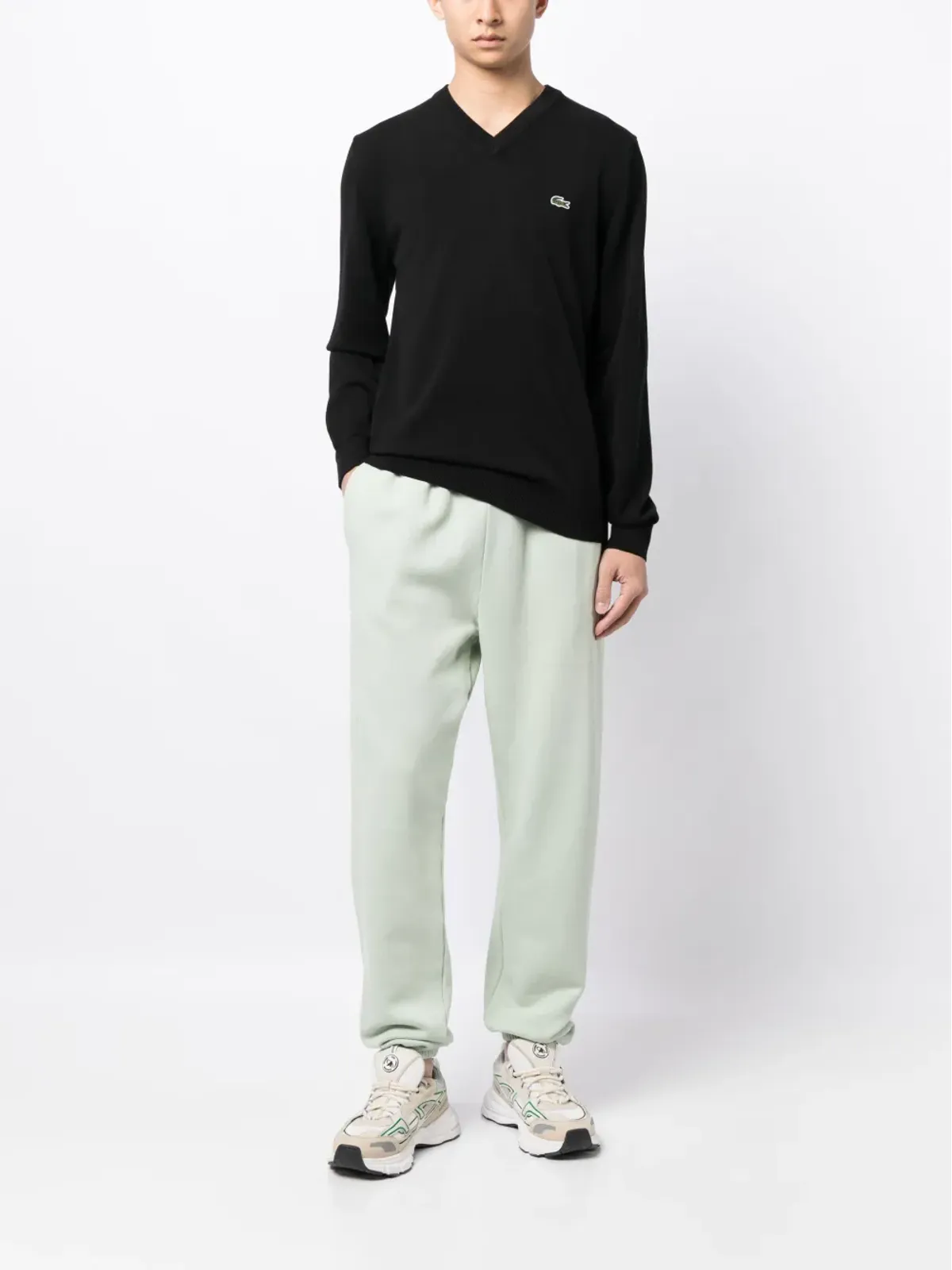 Lacoste ロゴ刺繍入りファインリブ編みニットセーター - 画像2