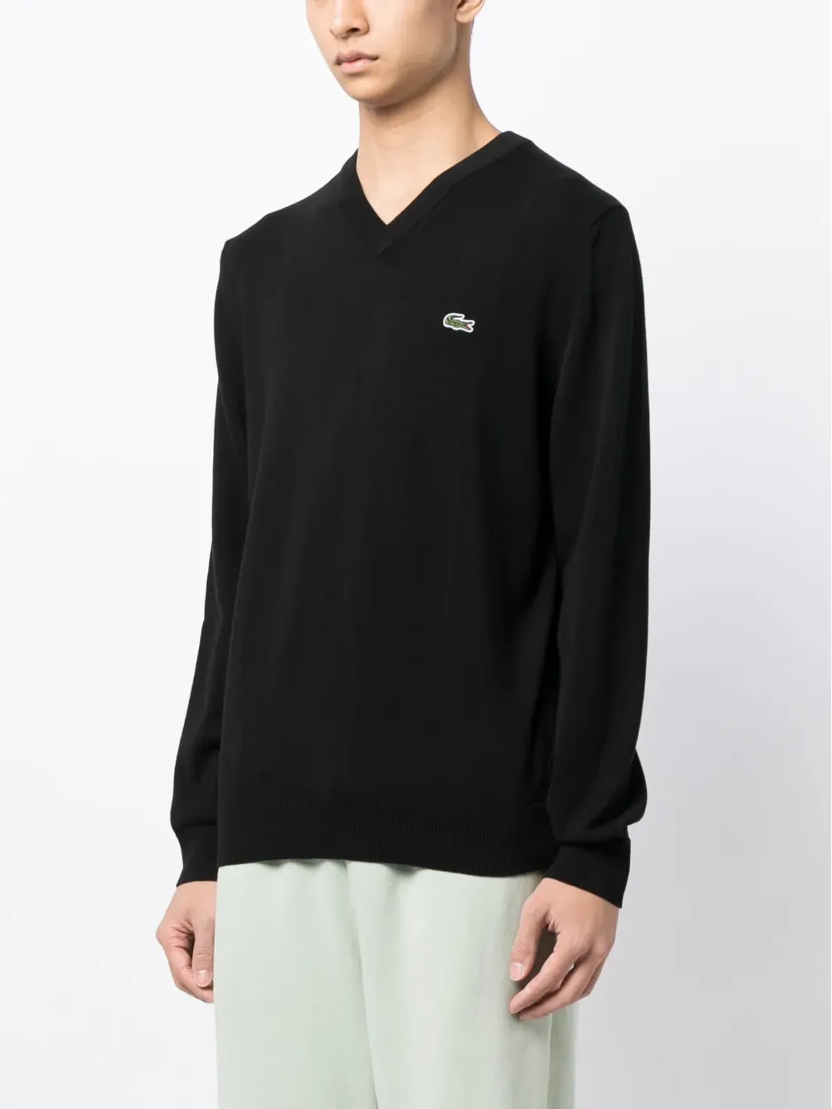Lacoste ロゴ刺繍入りファインリブ編みニットセーター - 画像3
