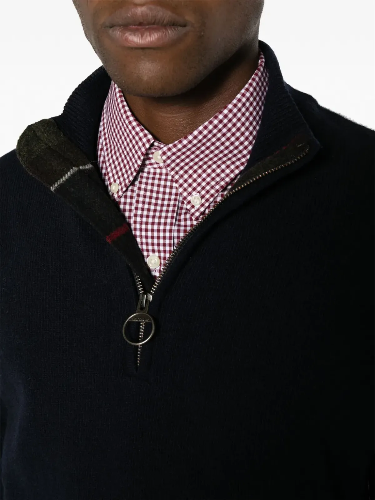 Barbour ファネルネックジップアップ ウールセーター - 画像5