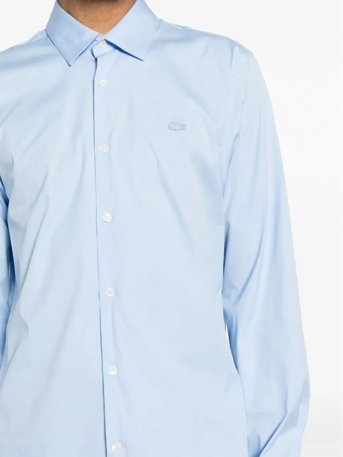 Lacoste ロゴパッチ コットンブレンド シャツ - Blue - 画像5