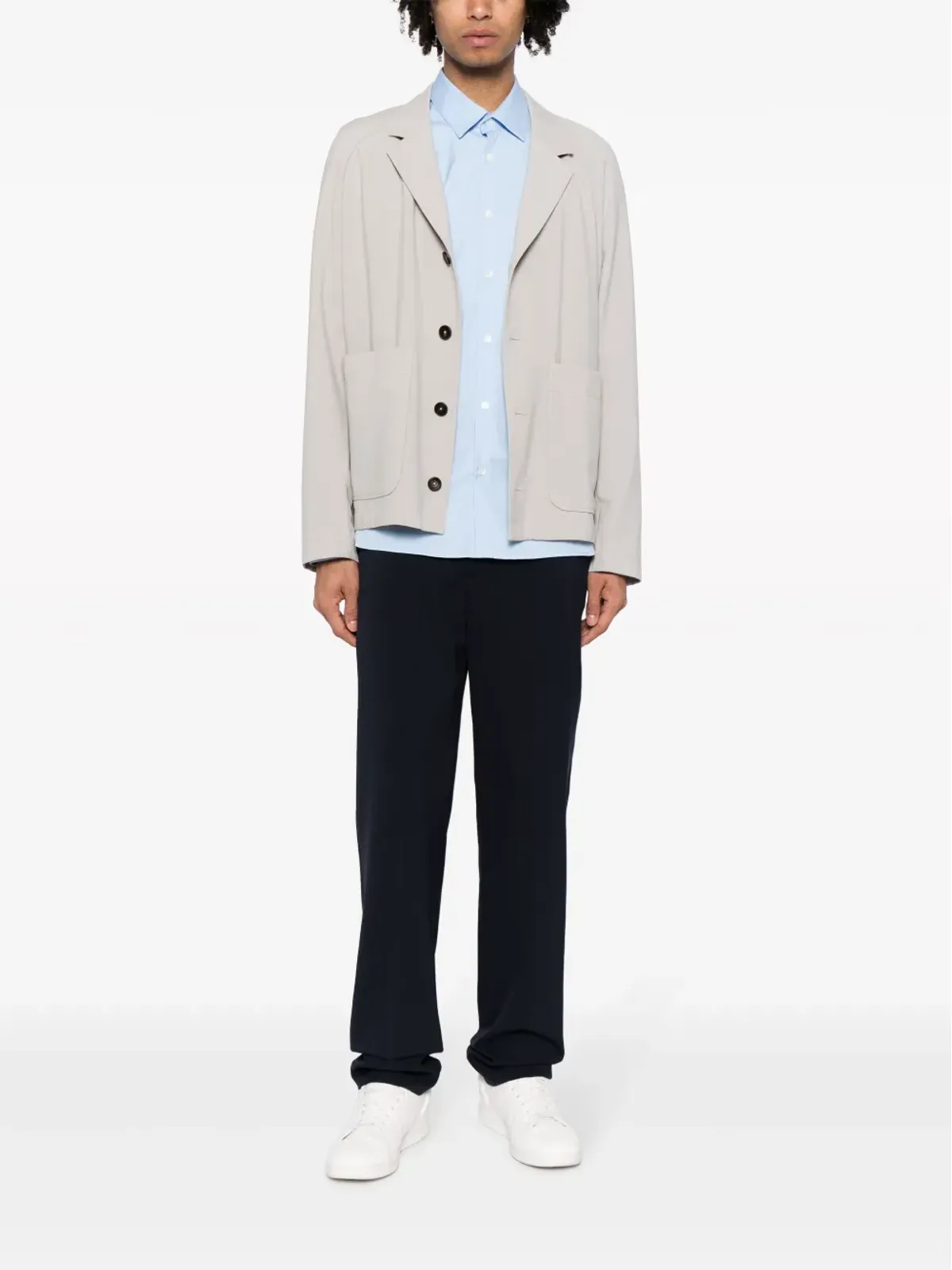 Lacoste ロゴパッチ コットンブレンド シャツ - Blue - 画像2