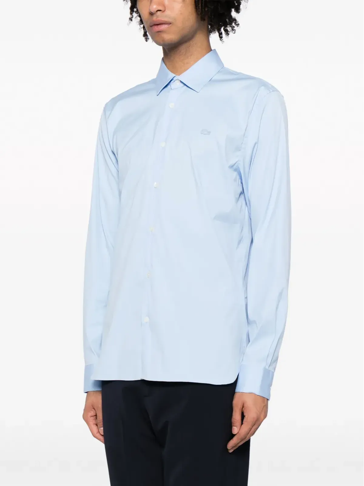 Lacoste ロゴパッチ コットンブレンド シャツ - Blue - 画像3