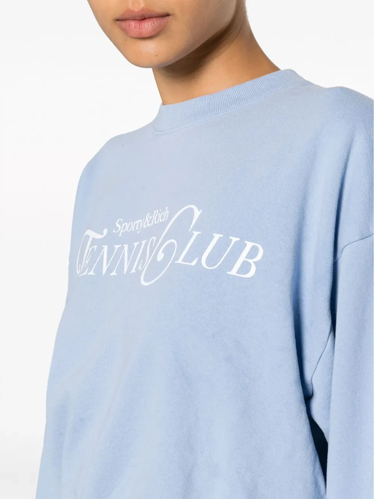 Sporty & Rich スローガンプリント クロップドスウェット - 画像5