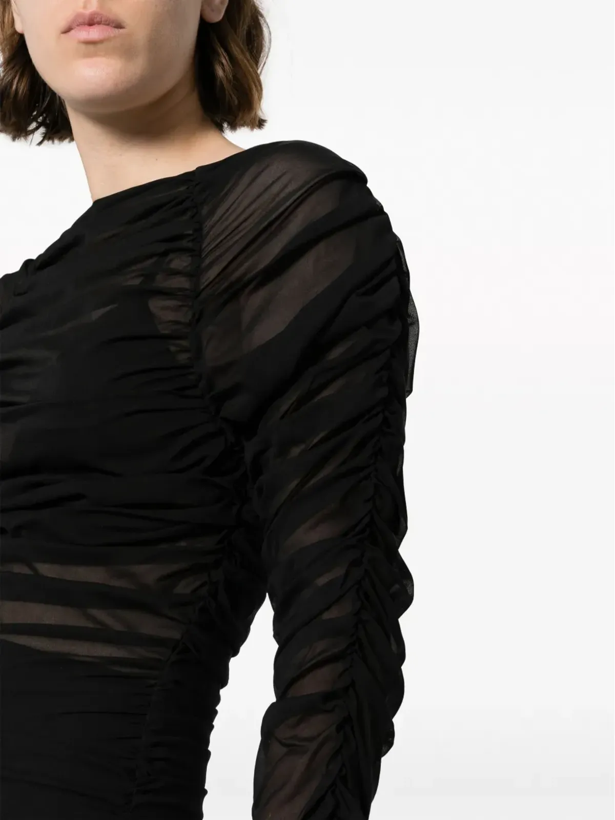 The Mannei Narikala semi-sheer ruched minidress - Black - 画像5