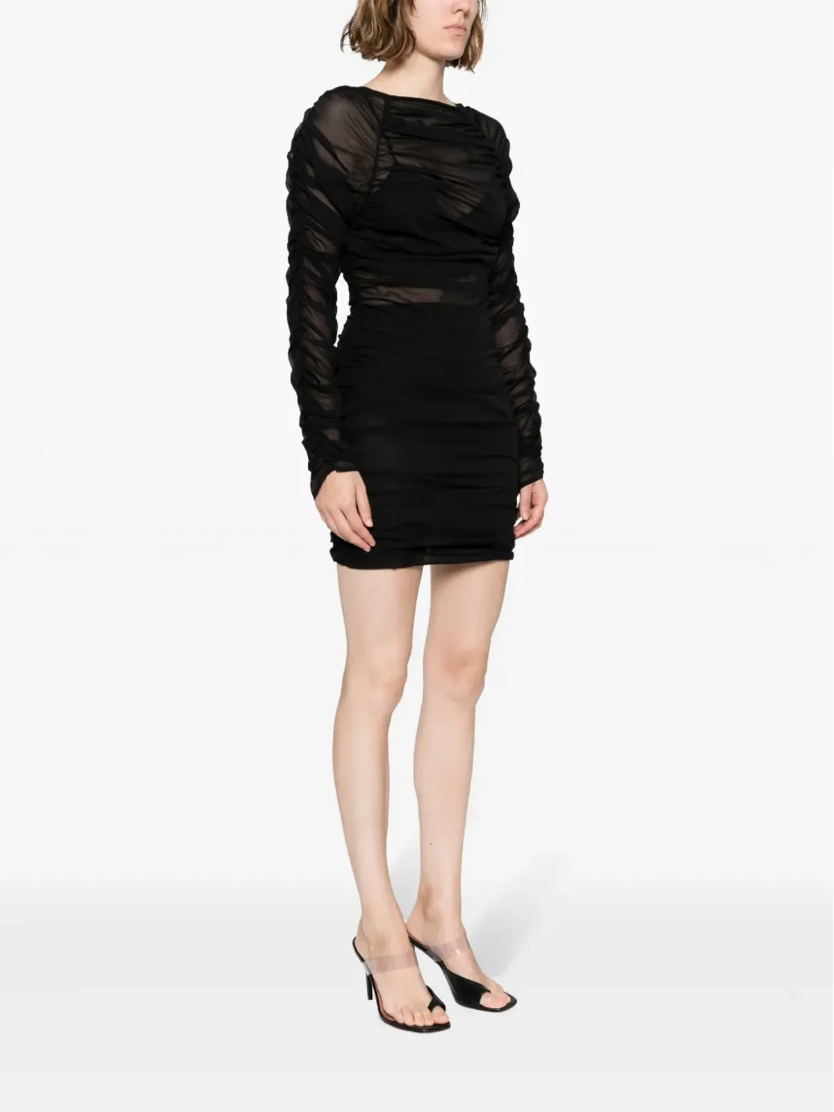 The Mannei Narikala semi-sheer ruched minidress - Black - 画像3