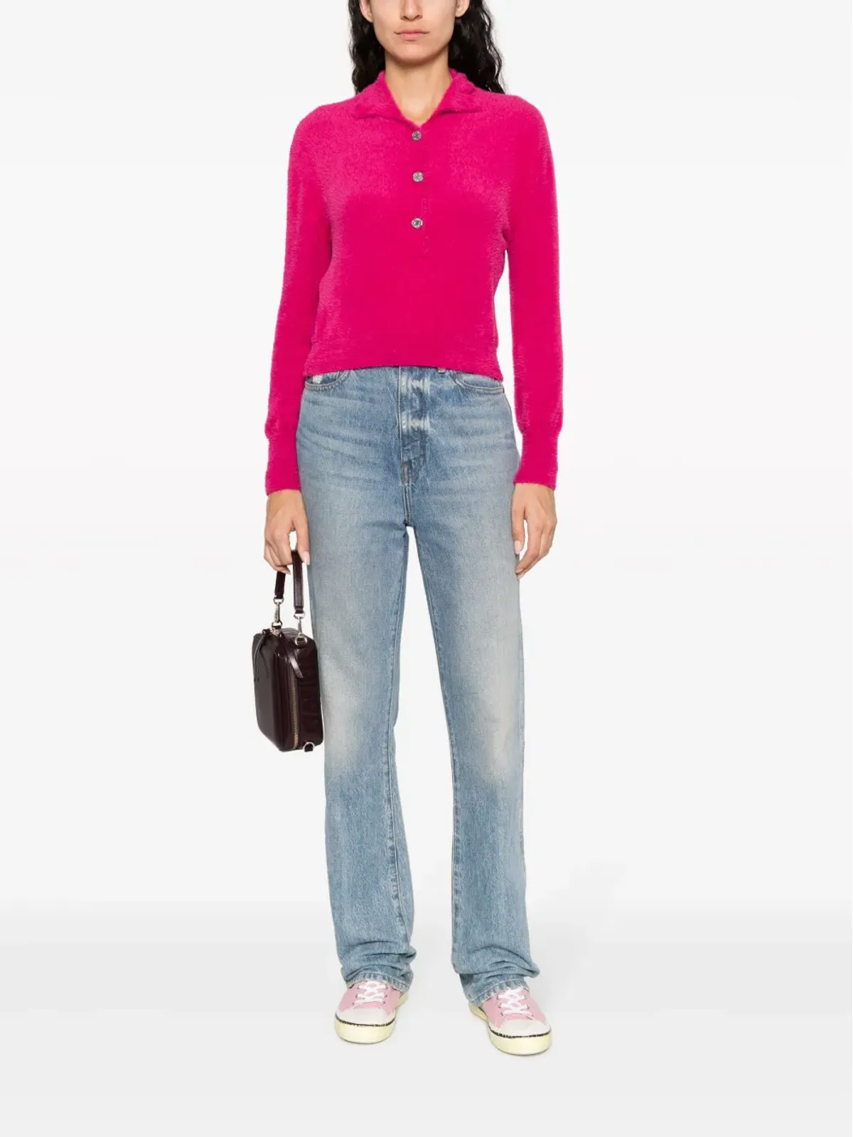 MOSCHINO JEANS ニット長袖ポロカラー ピンク - 画像2
