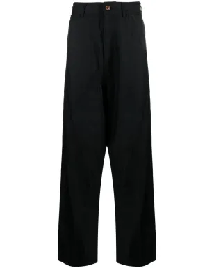 Black Comme Des Garçons ハイウエスト ツイル ドロップクロッチ トラウザー - サムネイル1