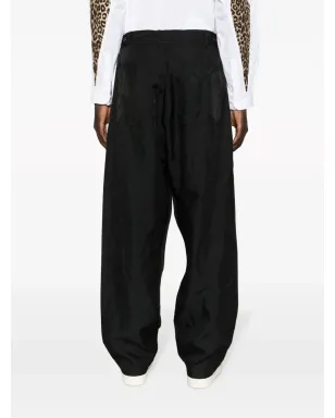 Black Comme Des Garçons ハイウエスト ツイル ドロップクロッチ トラウザー - サムネイル5